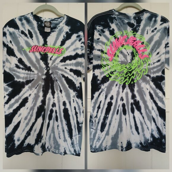 Santa Cruz T Shirt Slime Balls Graphic 2-sided Tie Dye Mens M Black White - Picture 1 of 14